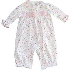 Kissy Kissy Baby Long Sleeve Pink Floral Print One Piece Pima Romper. 0-3 Months